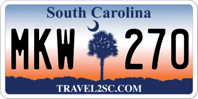 SC license plate MKW270