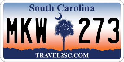 SC license plate MKW273