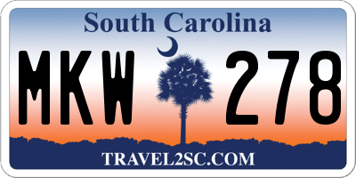 SC license plate MKW278