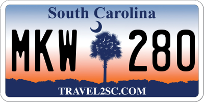 SC license plate MKW280