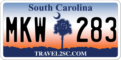SC license plate MKW283