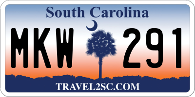 SC license plate MKW291