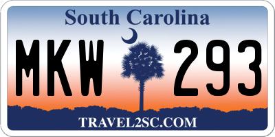 SC license plate MKW293