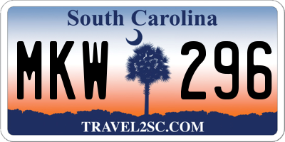 SC license plate MKW296