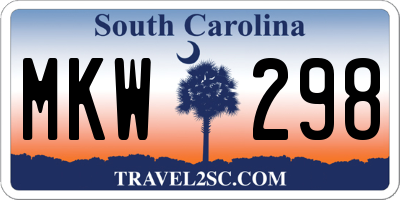 SC license plate MKW298