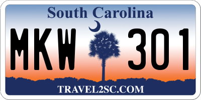 SC license plate MKW301