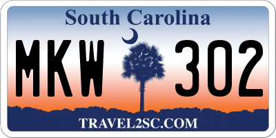 SC license plate MKW302