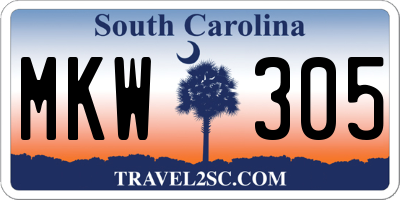 SC license plate MKW305