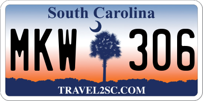 SC license plate MKW306