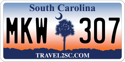 SC license plate MKW307