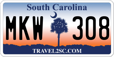 SC license plate MKW308
