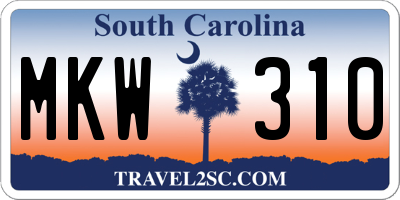 SC license plate MKW310