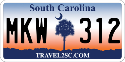 SC license plate MKW312