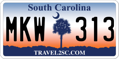SC license plate MKW313