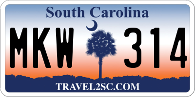 SC license plate MKW314