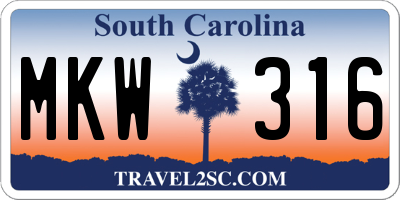 SC license plate MKW316
