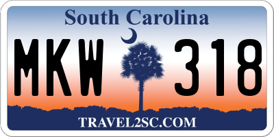 SC license plate MKW318