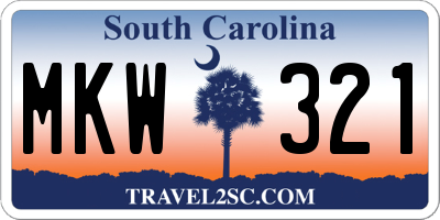 SC license plate MKW321