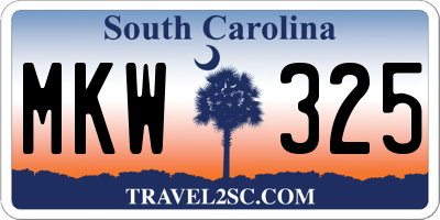 SC license plate MKW325