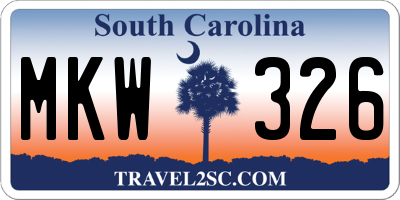 SC license plate MKW326