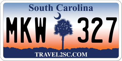 SC license plate MKW327