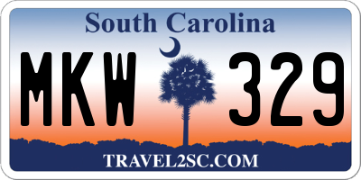 SC license plate MKW329