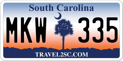 SC license plate MKW335