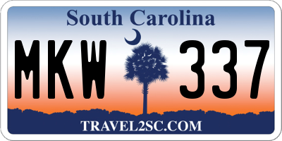 SC license plate MKW337