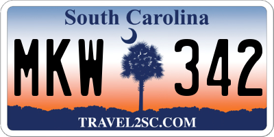 SC license plate MKW342