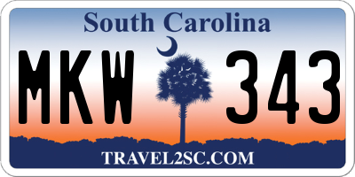 SC license plate MKW343