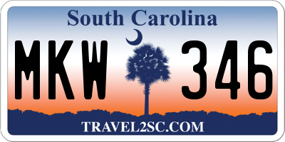 SC license plate MKW346