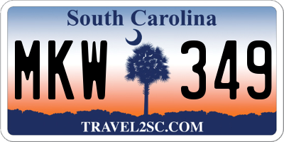 SC license plate MKW349