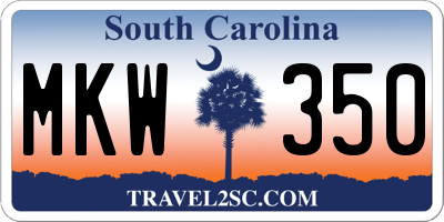 SC license plate MKW350