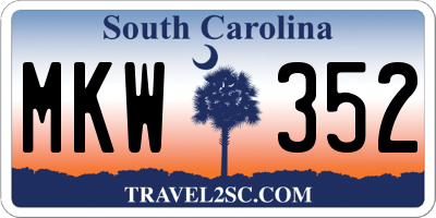 SC license plate MKW352