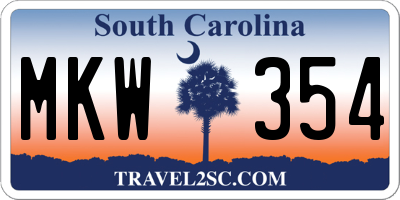 SC license plate MKW354