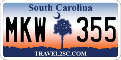 SC license plate MKW355