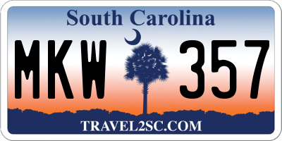 SC license plate MKW357