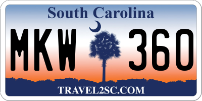 SC license plate MKW360