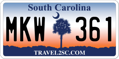 SC license plate MKW361