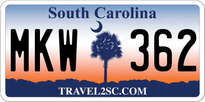 SC license plate MKW362