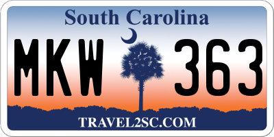 SC license plate MKW363