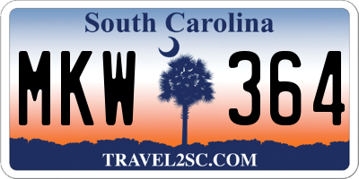 SC license plate MKW364