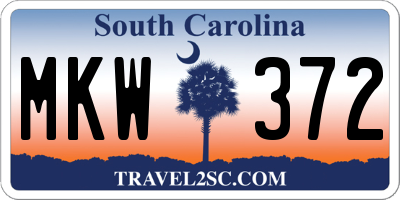 SC license plate MKW372
