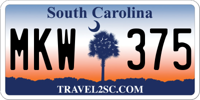SC license plate MKW375