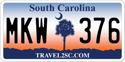 SC license plate MKW376