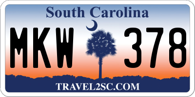SC license plate MKW378