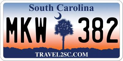 SC license plate MKW382