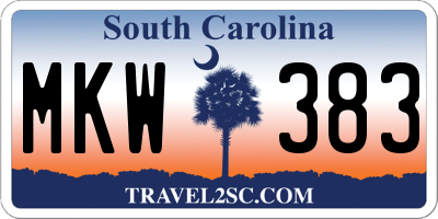 SC license plate MKW383