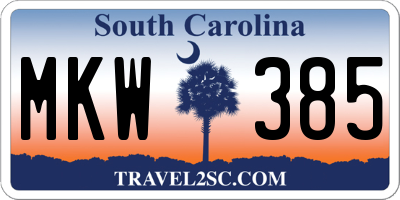 SC license plate MKW385