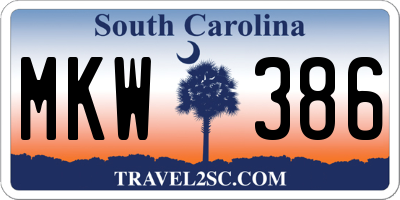 SC license plate MKW386